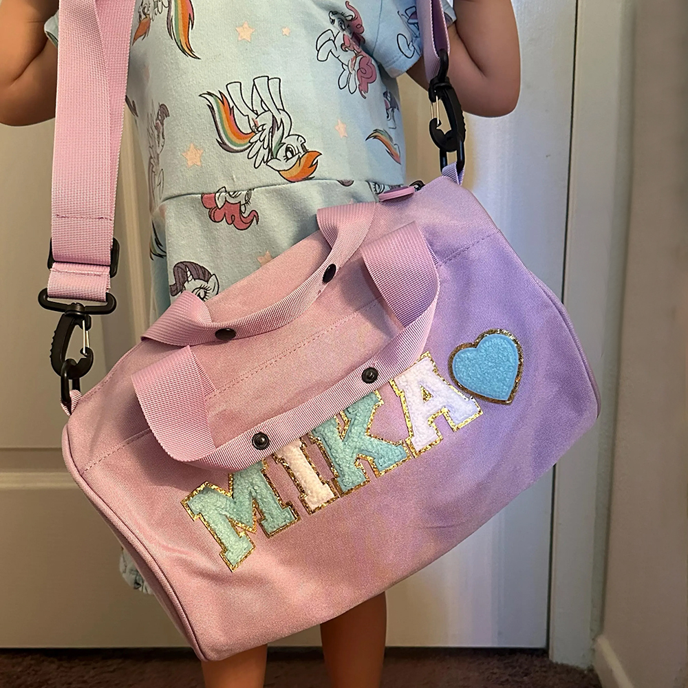 Personalized Chenille Letter Patch Water Proof Duffle Dance Bag