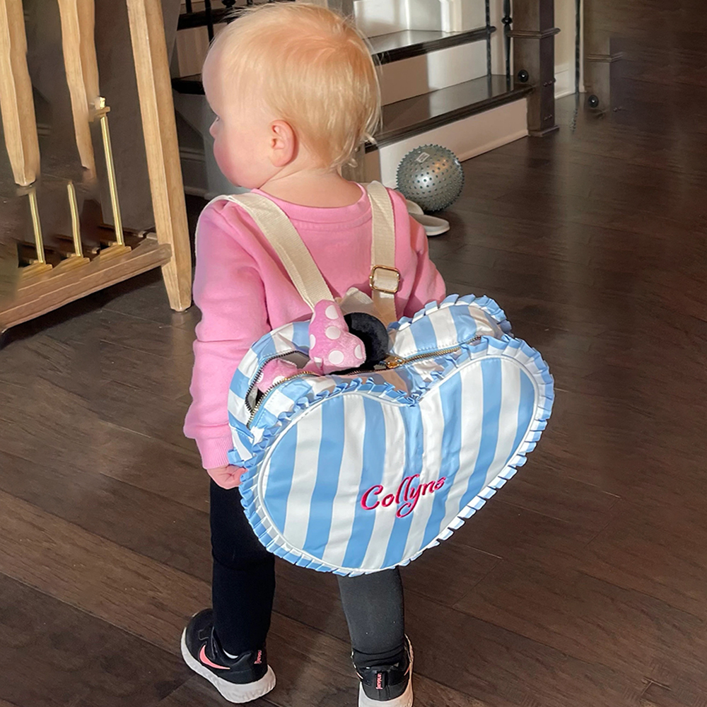 Personalized Embroidery Ruffle Heart Shape Backpack