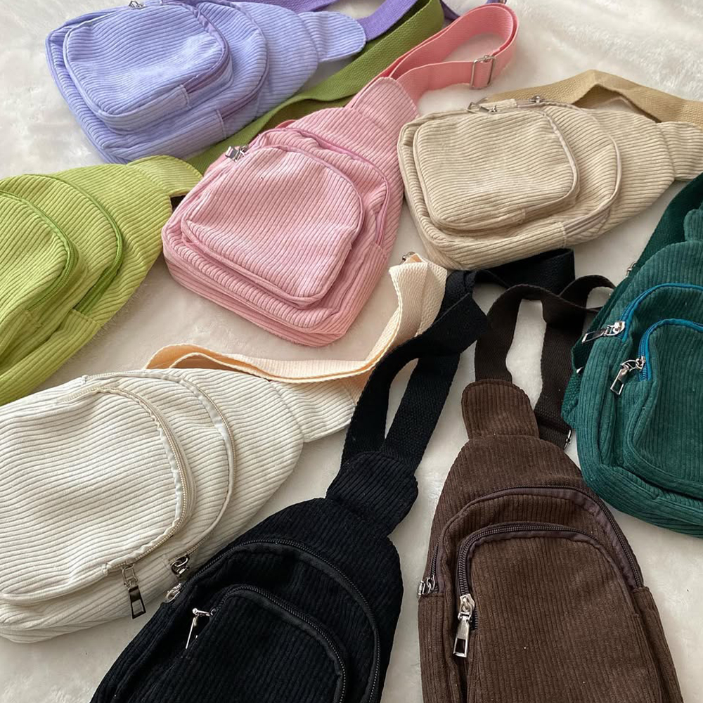 Personalized Chenille Patch Corduroy Crossbody Bag