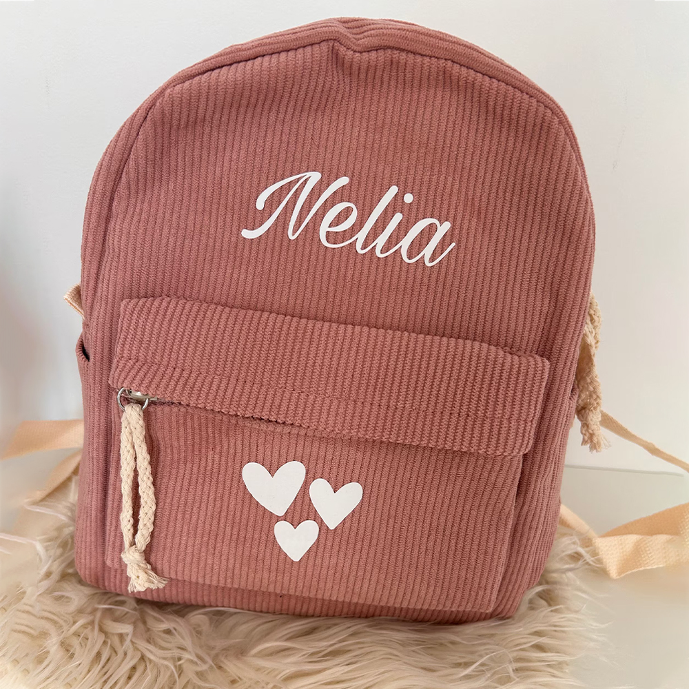 Personalized Kids Cute Corduroy School Backpack