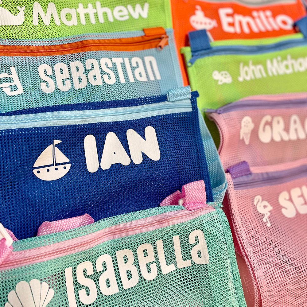 Personalized Seashell Zipper Mesh Beach Bag