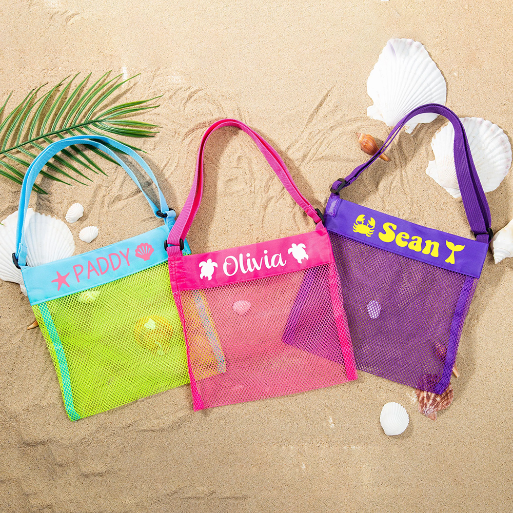 Personalized Seashell Mesh Monogramed Beach Bag