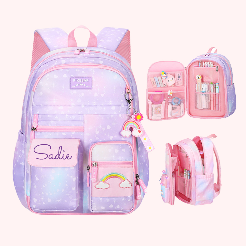 Personalized Rainbow Large Capacity School Backpack