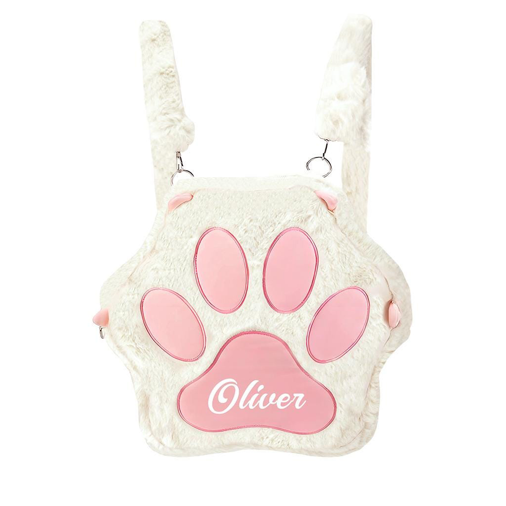 Personalized Kids Cute Plush Cat Paw School Bag