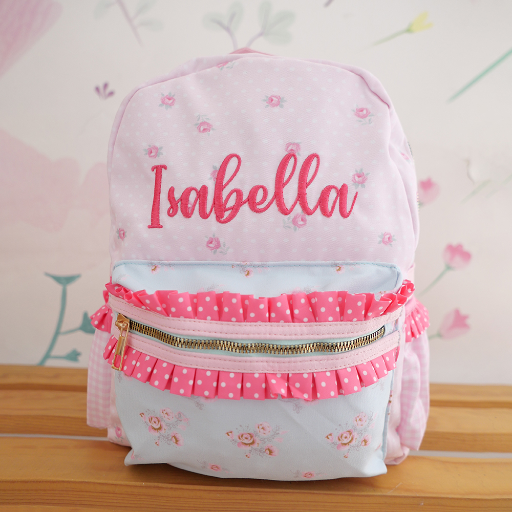 Personalized Embroidery Sweet Pink Floral Lunch Bag
