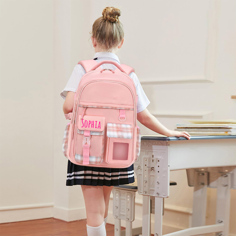 Personalized Plaid Spine Protection Large Capacity School Backpack