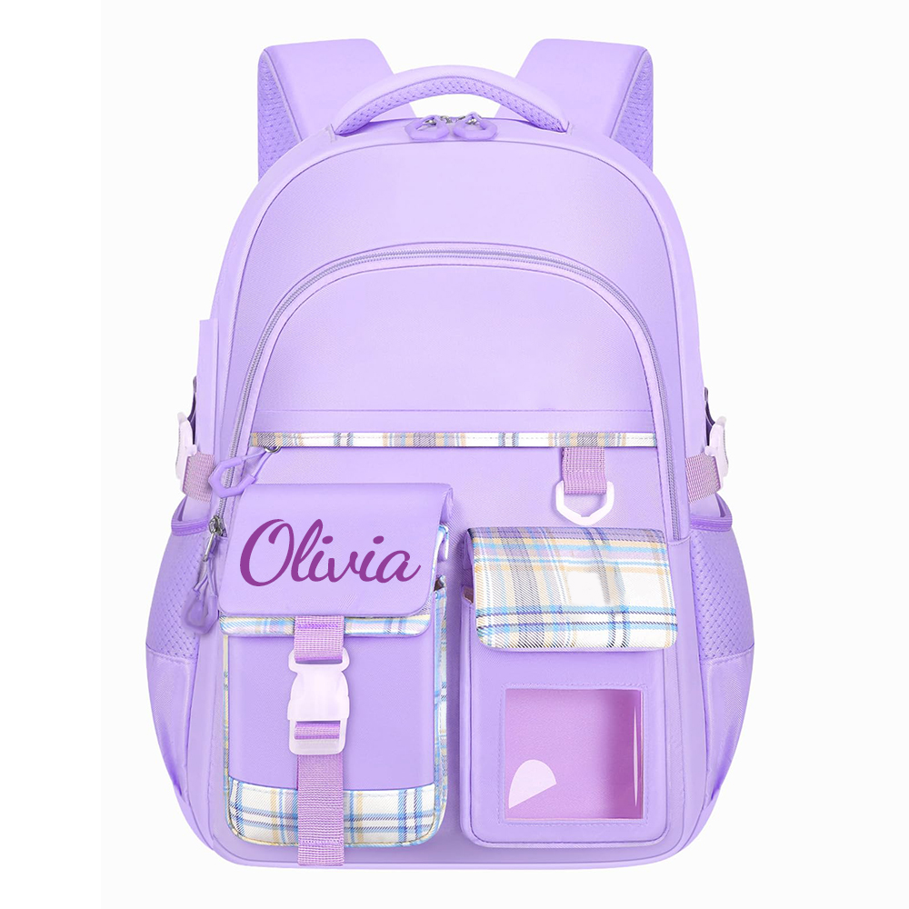 Personalized Plaid Spine Protection Large Capacity School Backpack