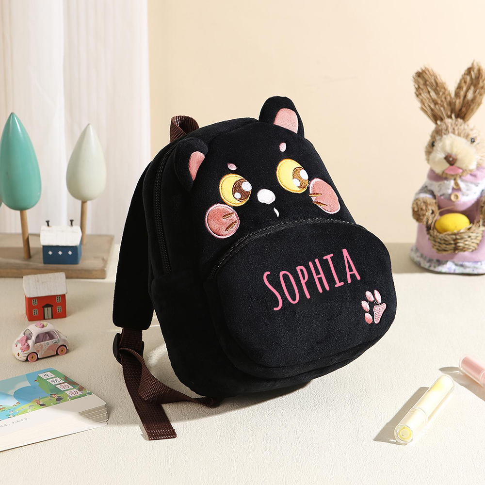 Personalized Cute Black Cat Animals Toddler Backpack