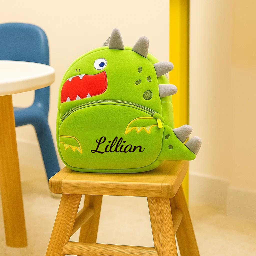 Personalized Cute Green Dinosaur Animals Toddler Backpack