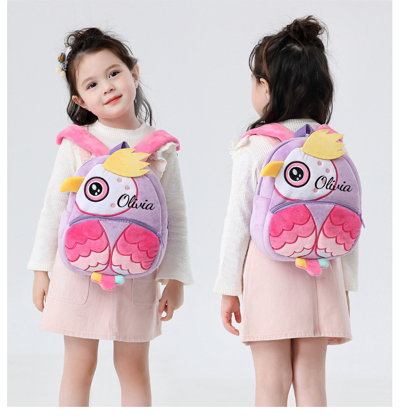 Personalized Cute Purple Owl Animals Toddler Backpack
