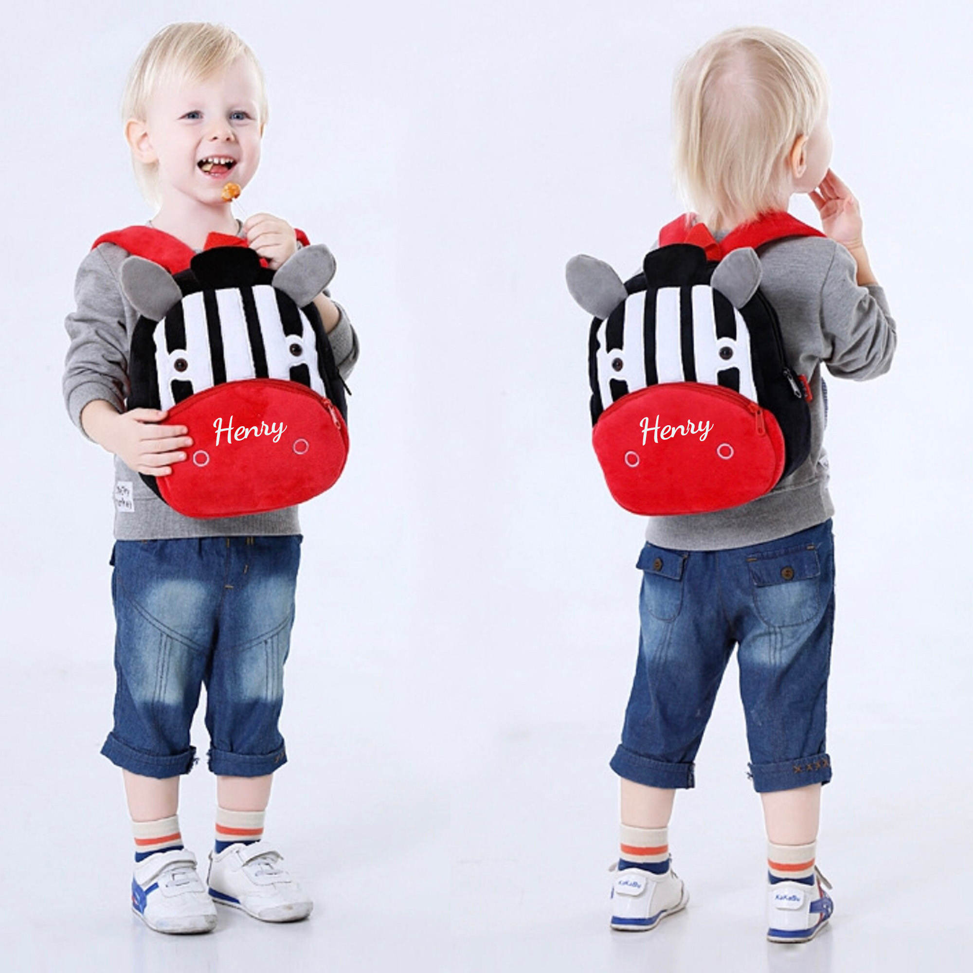 Personalized Cute Zebra Animals Toddler Backpack