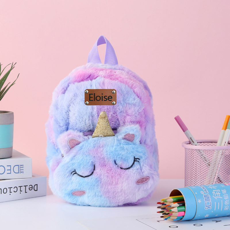 Personalized Embroidery Cute Plush Unicorn Toddler Backpack