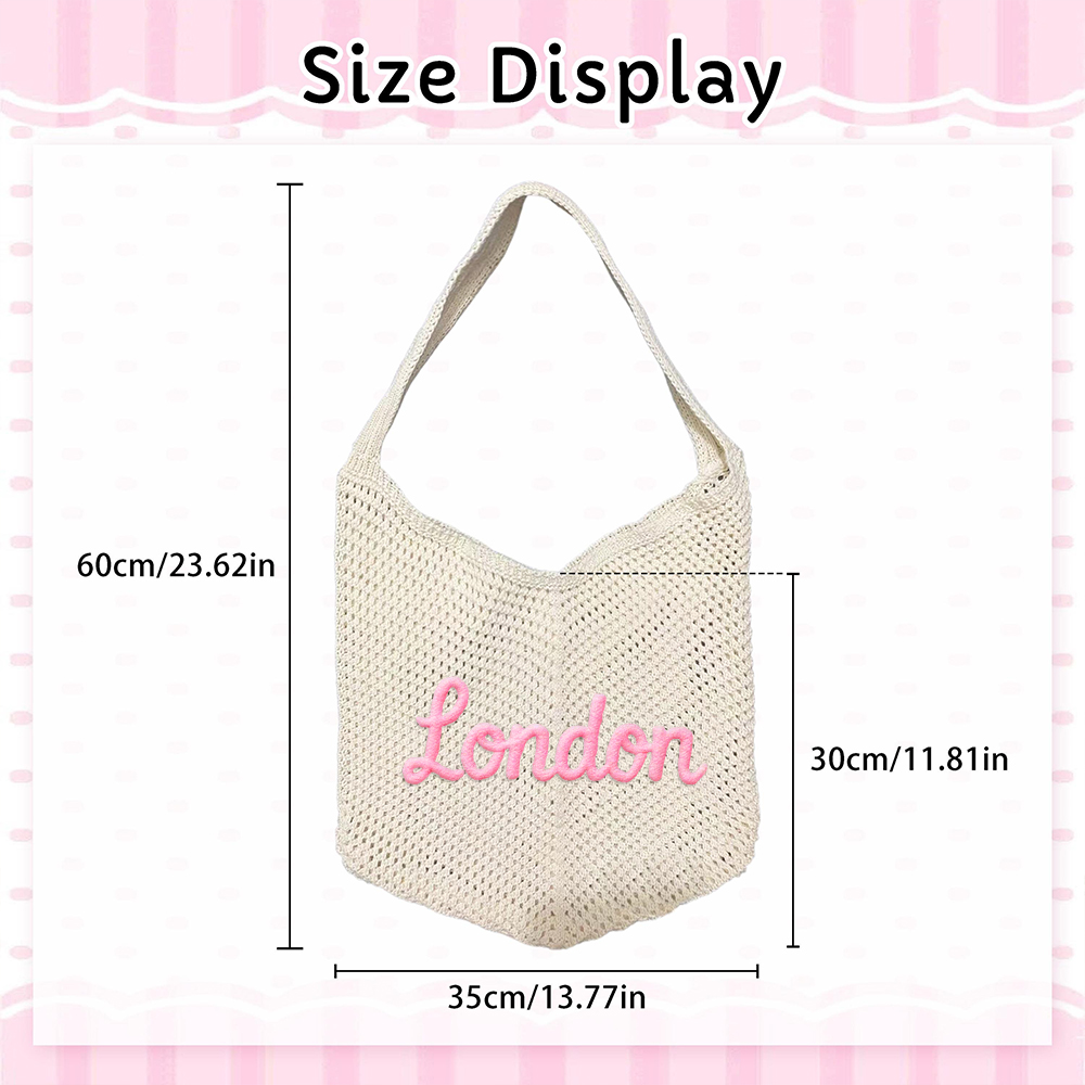 Personalized Hand Embroidery Beach Knitted Tote Bag