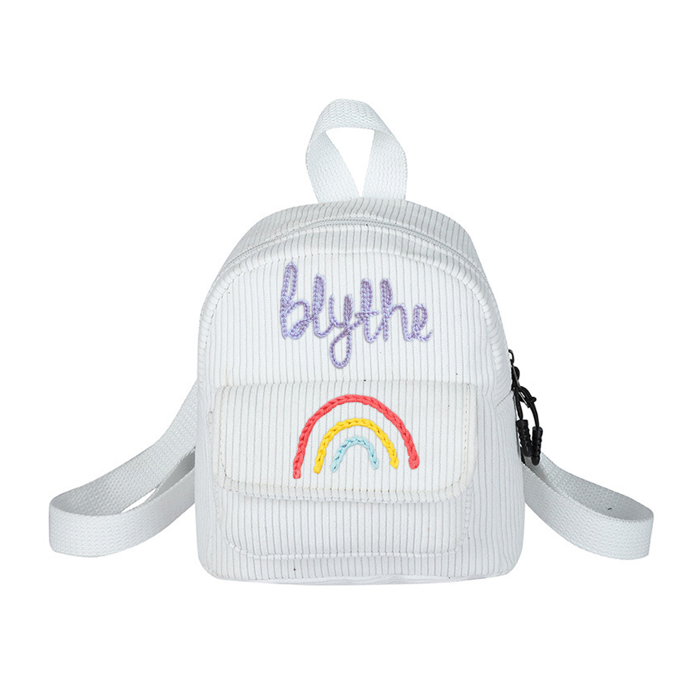 Personalized Hand Embroidery Rainbow Kid Color Backpack
