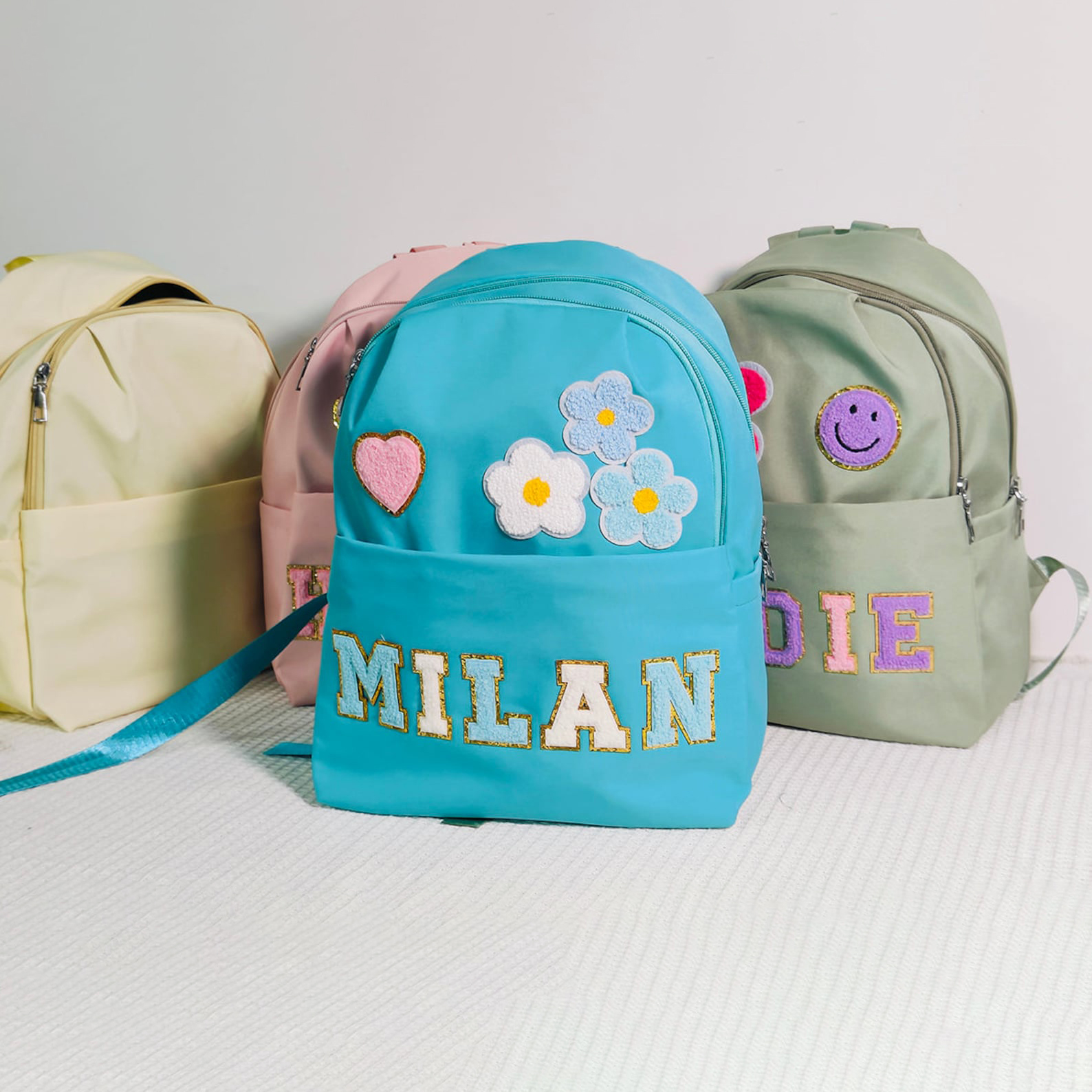 Personalized Chenille Letters Patch Kids School Backpack