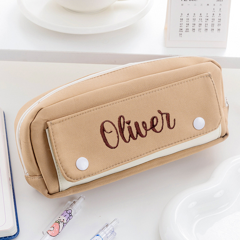 Personalized Embroidery Colourful Big Capacity Pencil Case