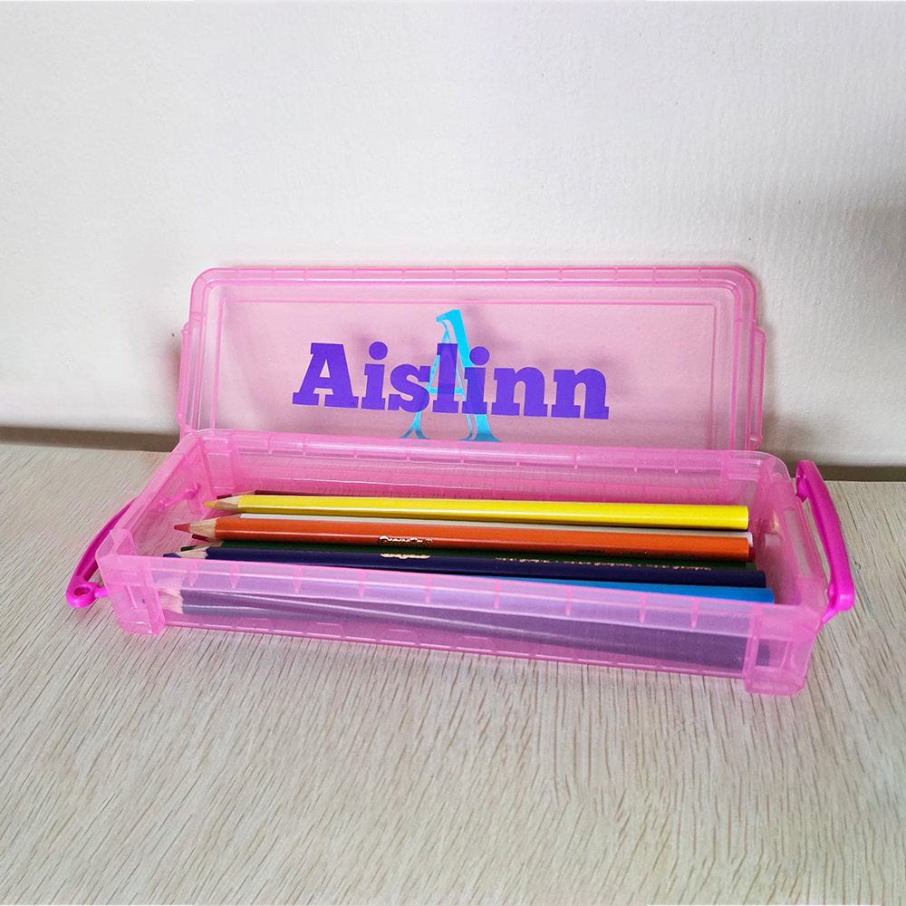 Personalized Colourful Back to School Supplies Crayon Box