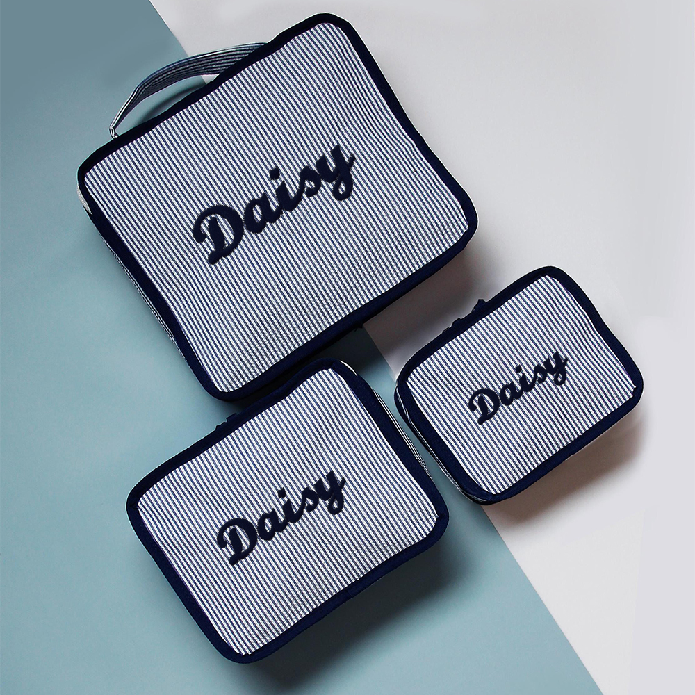 Personalized Embroidery Seersucker Travel Packing Set