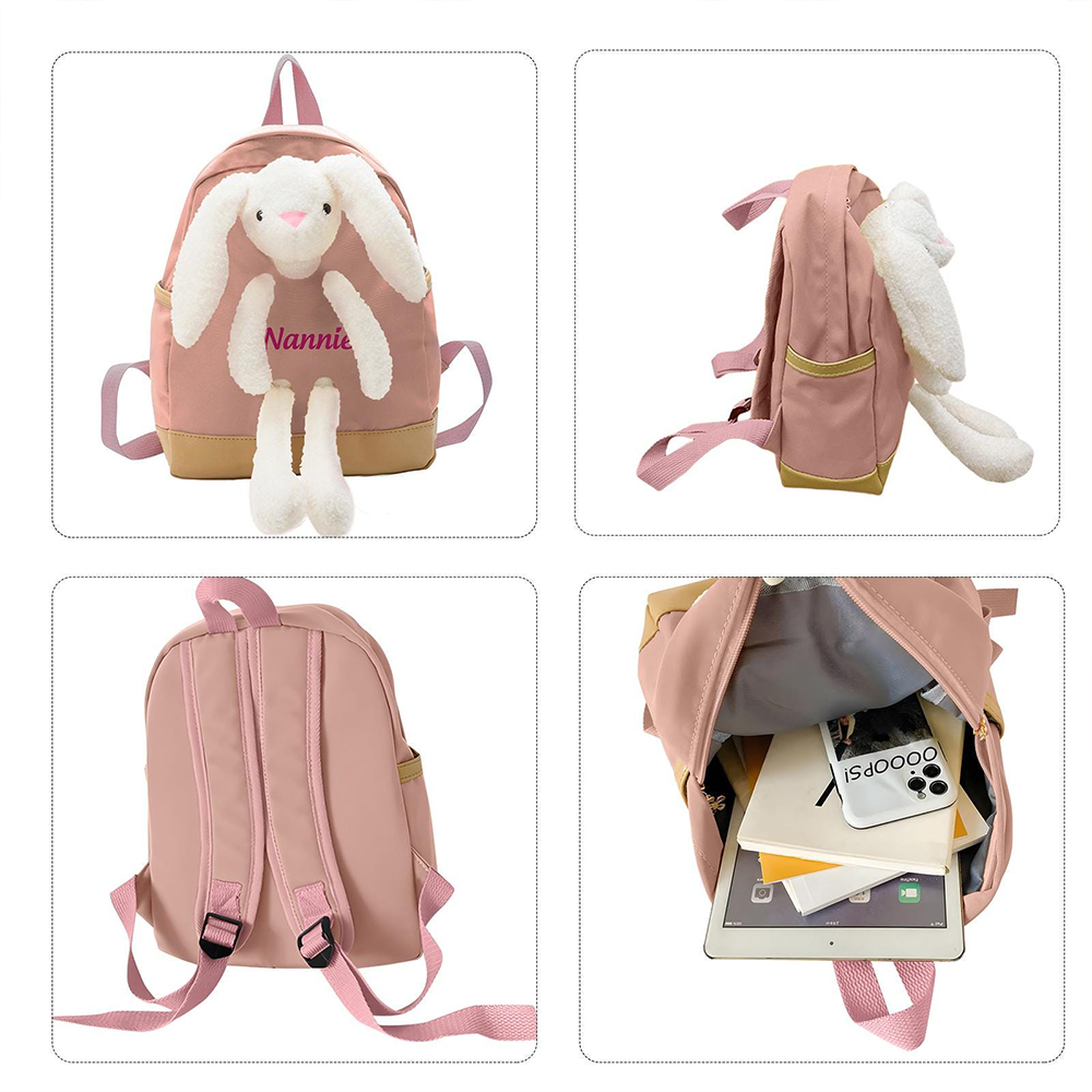 Personalized Kids Lovely Bunny Plush School Backpack