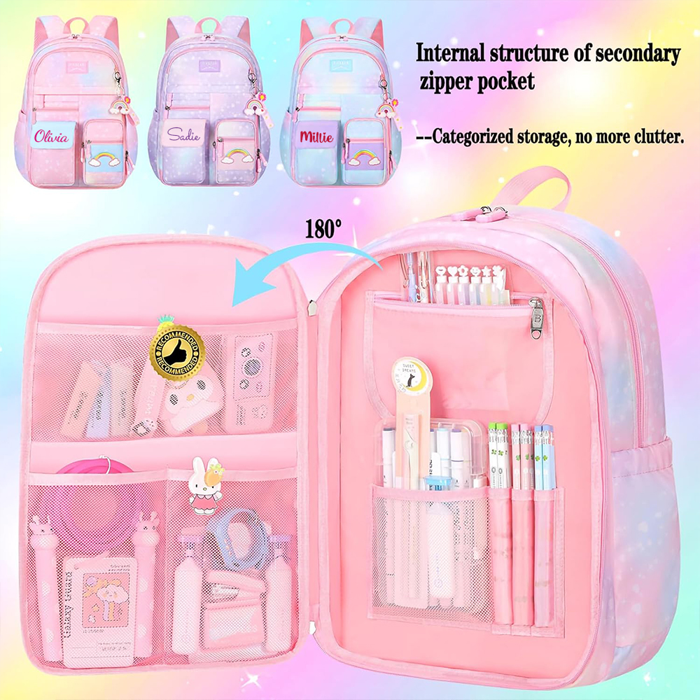 Personalized Rainbow Large Capacity School Backpack