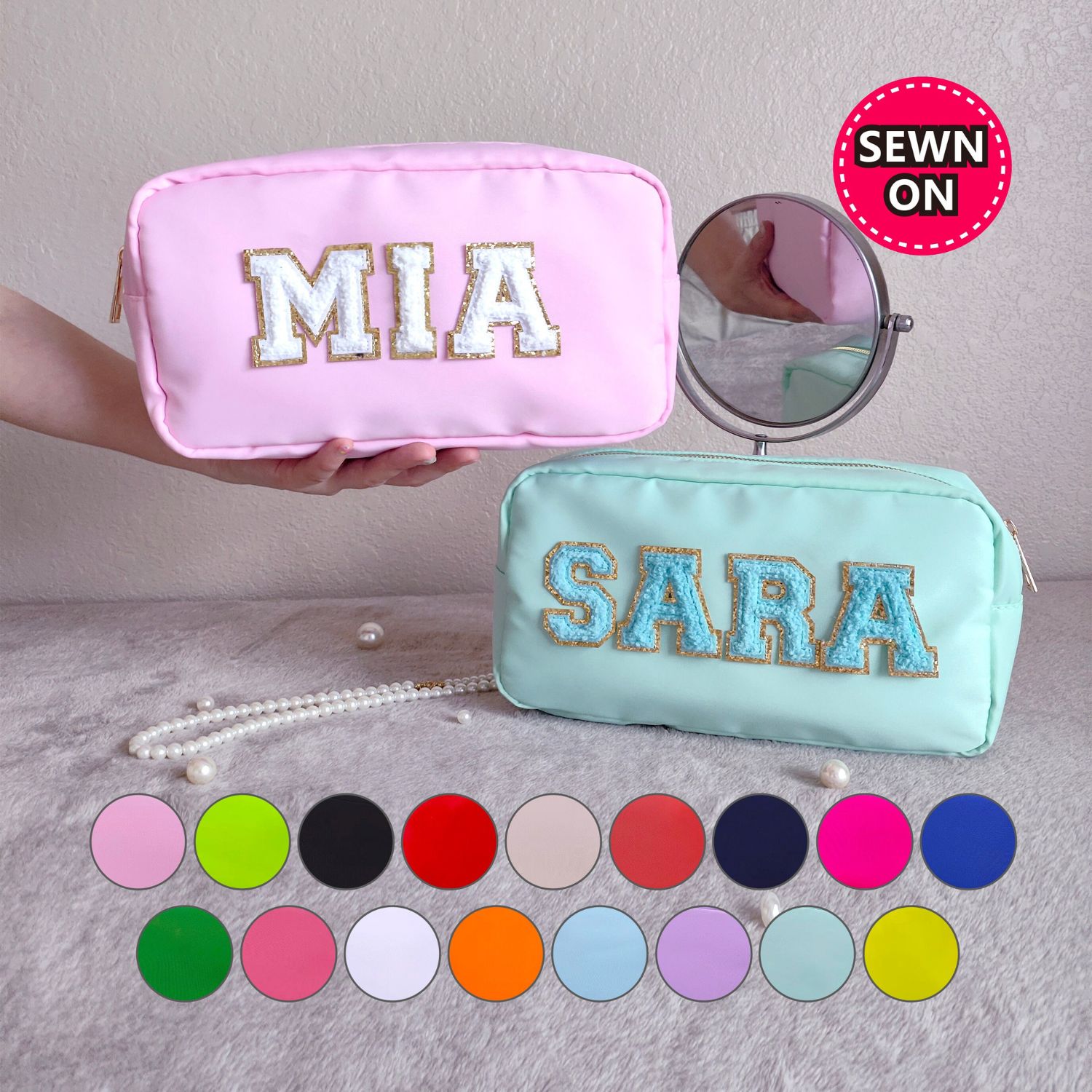 Personalized Varsity Letter Makeup Bag