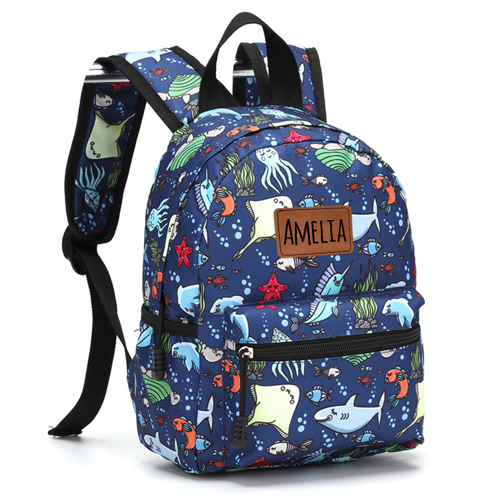 Personalized Original Leather Patch Back to School Backpack