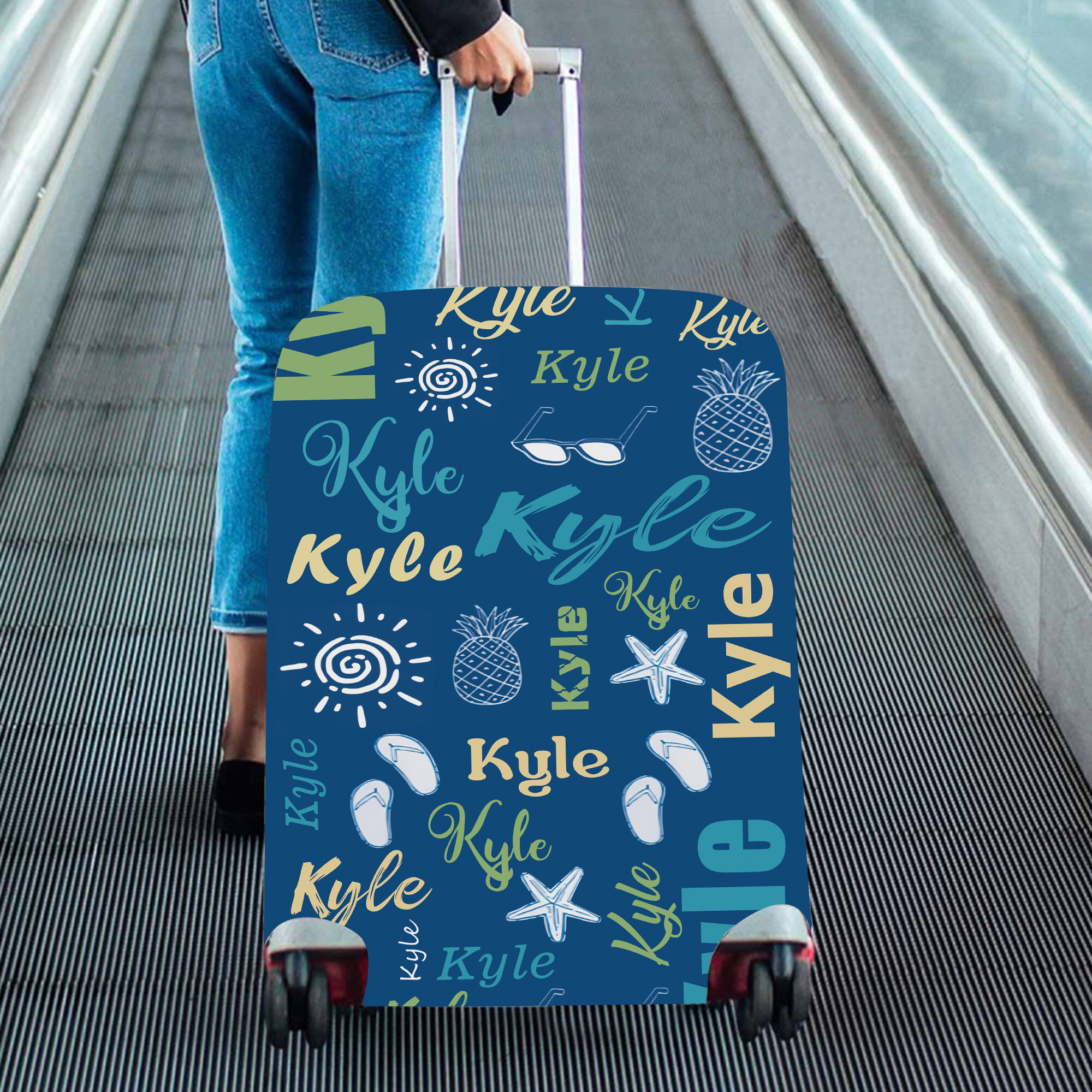 Personalized Ocean Monogram High-elastic Suitcase Protector Luggage Cover