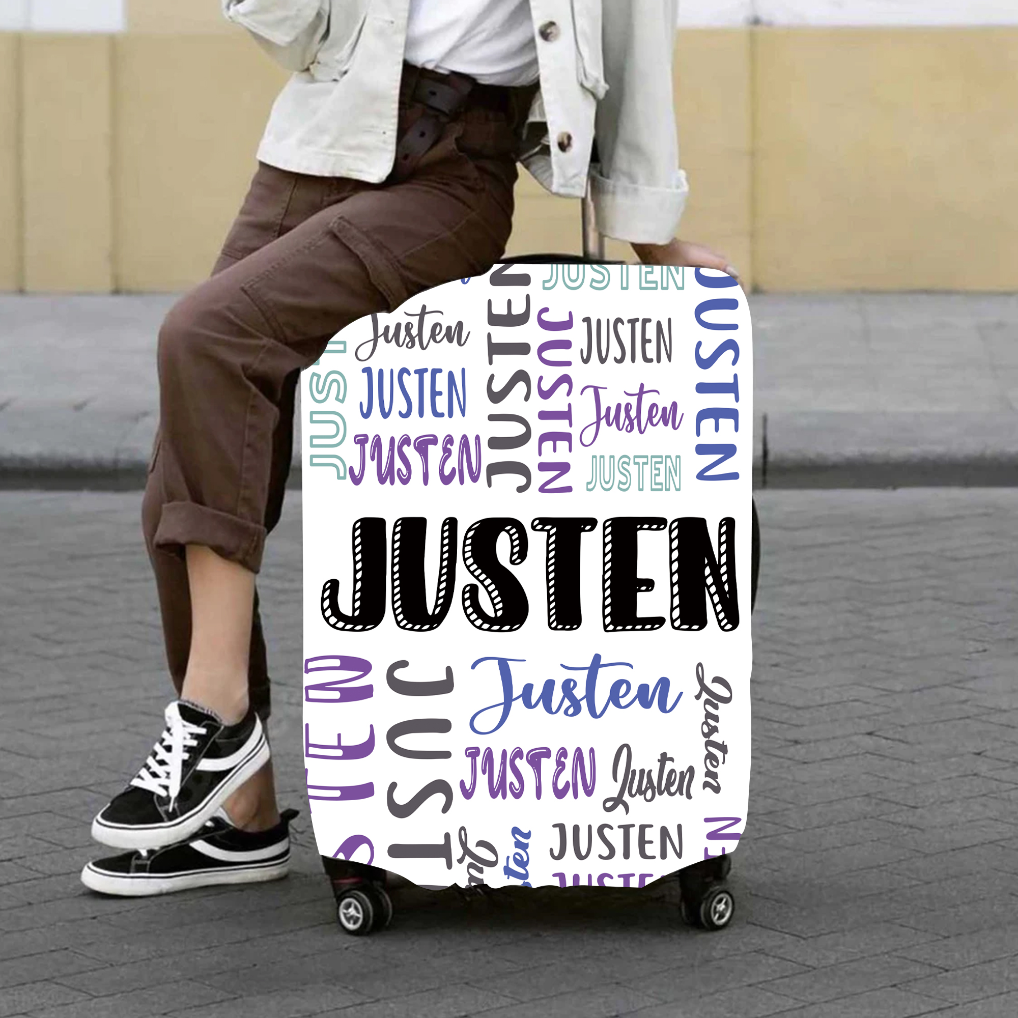 Personalized Original Monogram High-elastic Suitcase Protector Luggage Cover