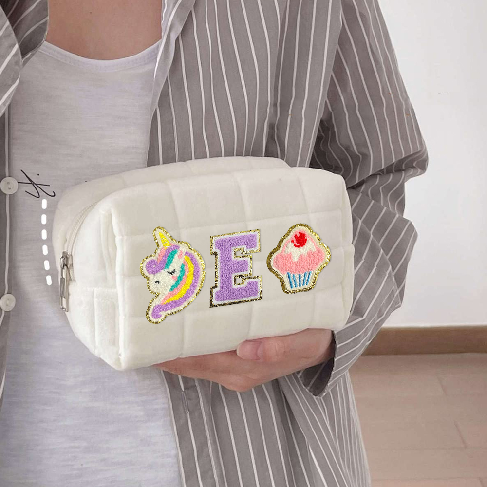 Personalized Chenille Letter Fluffy Storage Bag