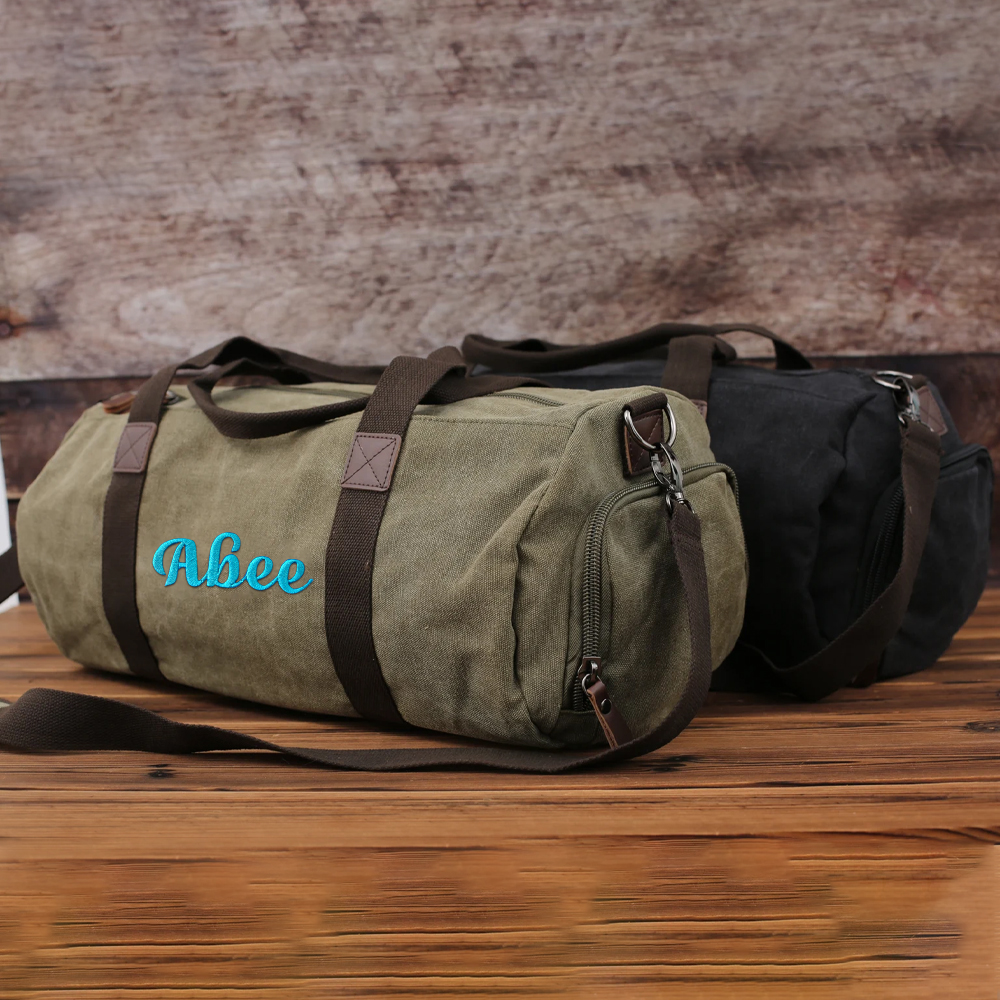 Personalized Embroidered Canvas Duffel Bag