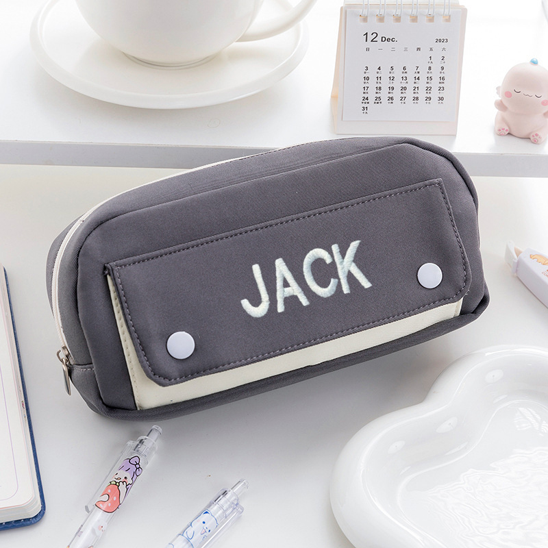 Personalized Embroidery Colourful Big Capacity Pencil Case