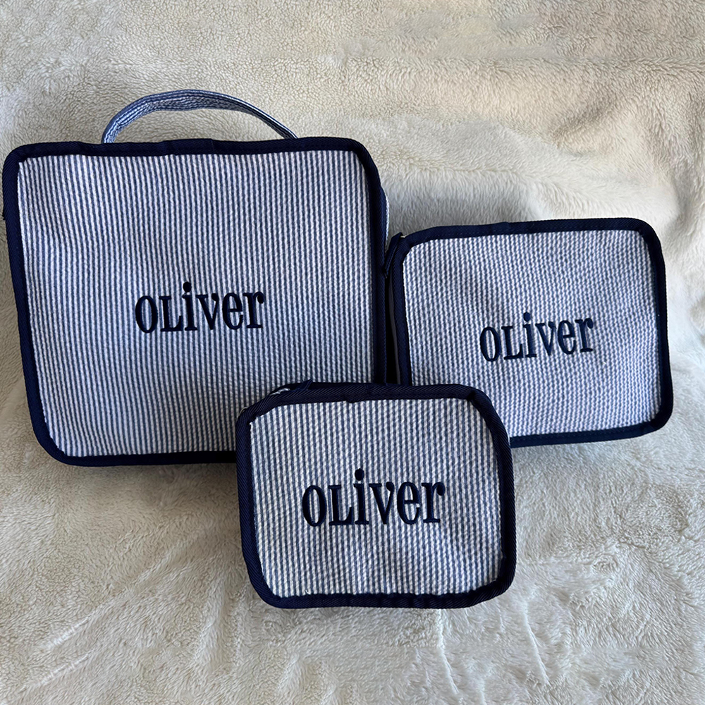 Personalized Embroidery Seersucker Travel Packing Set