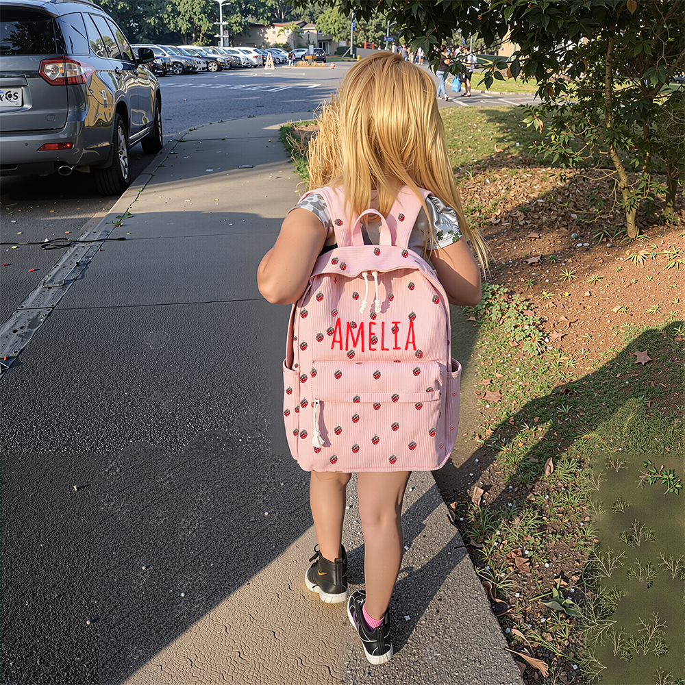 Personalized Lovely Corduroy 3 In 1 School Backpack