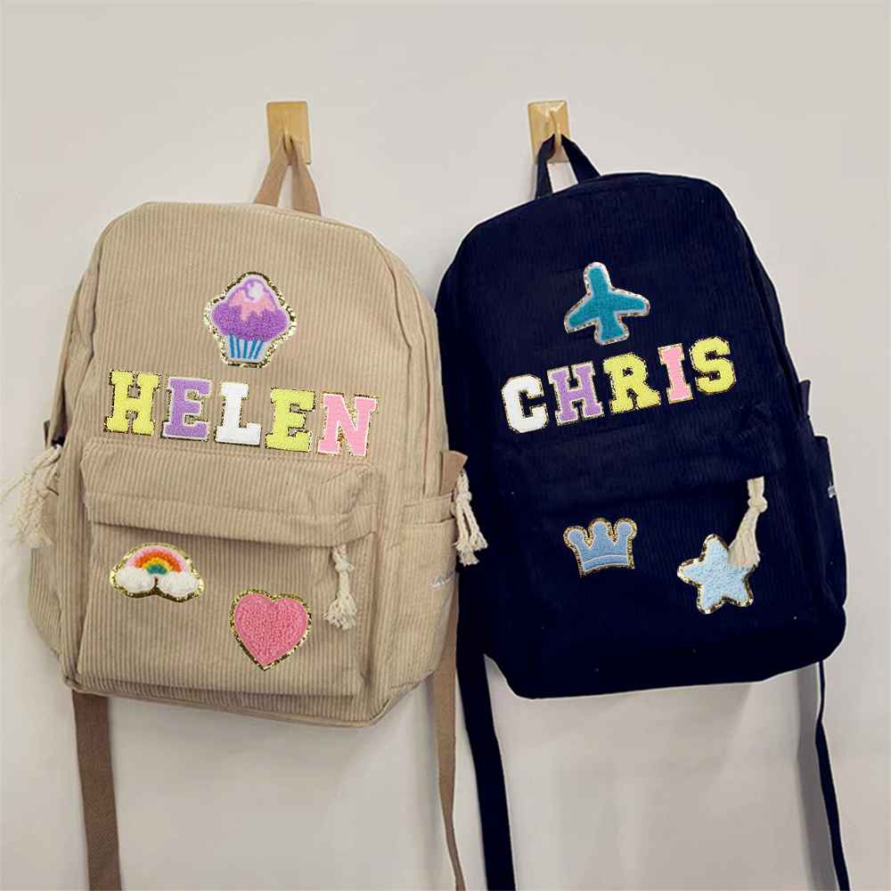 Personalized Chenille Patch Back To School  Backpack
