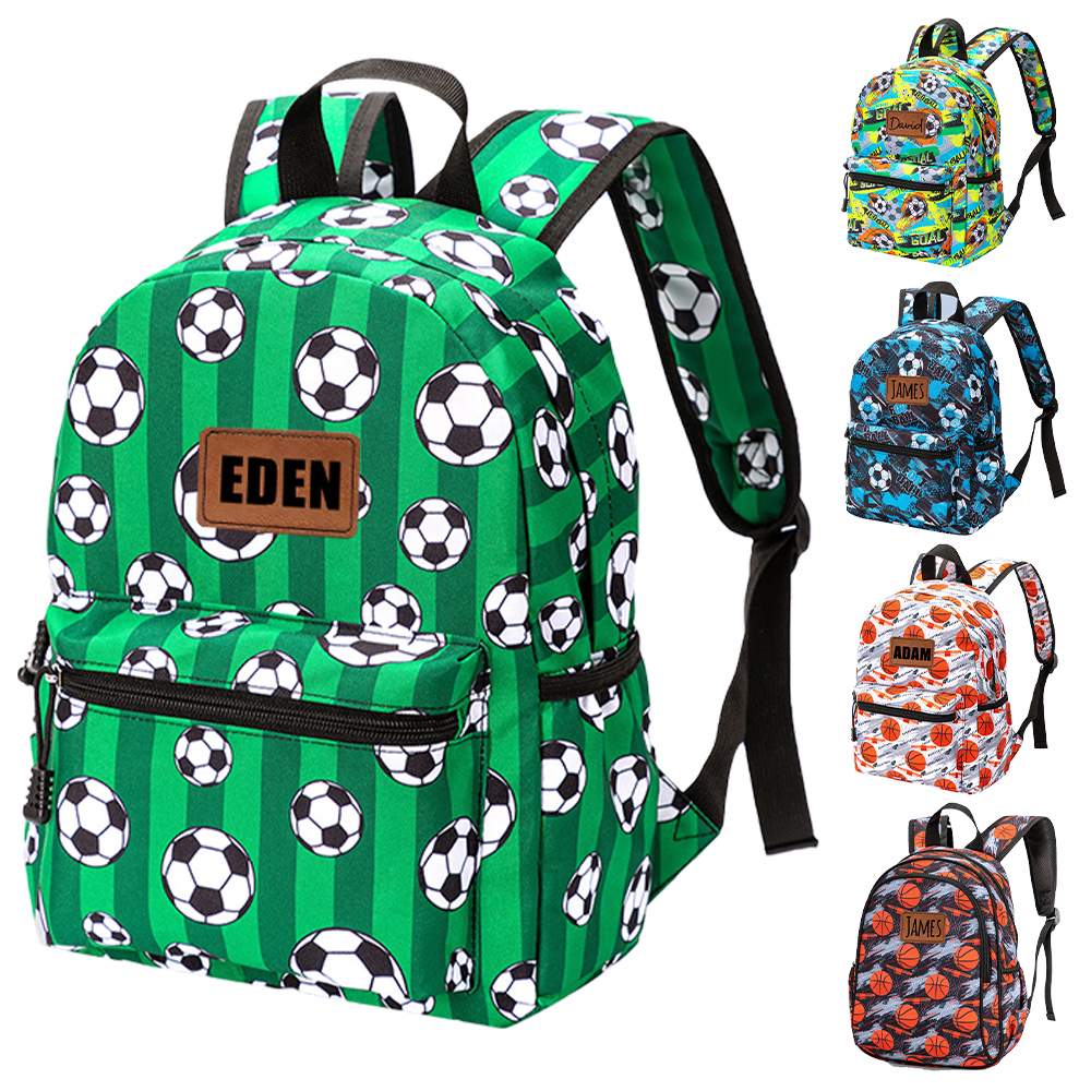Personalized Sports Leather Patch Back to School Backpack