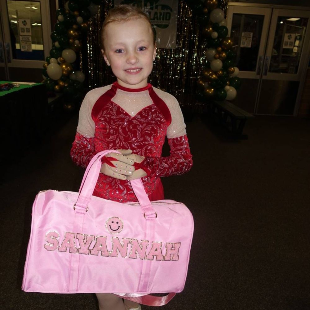 Personalized Chenille Patch Duffle Bag With Shoulder Strap