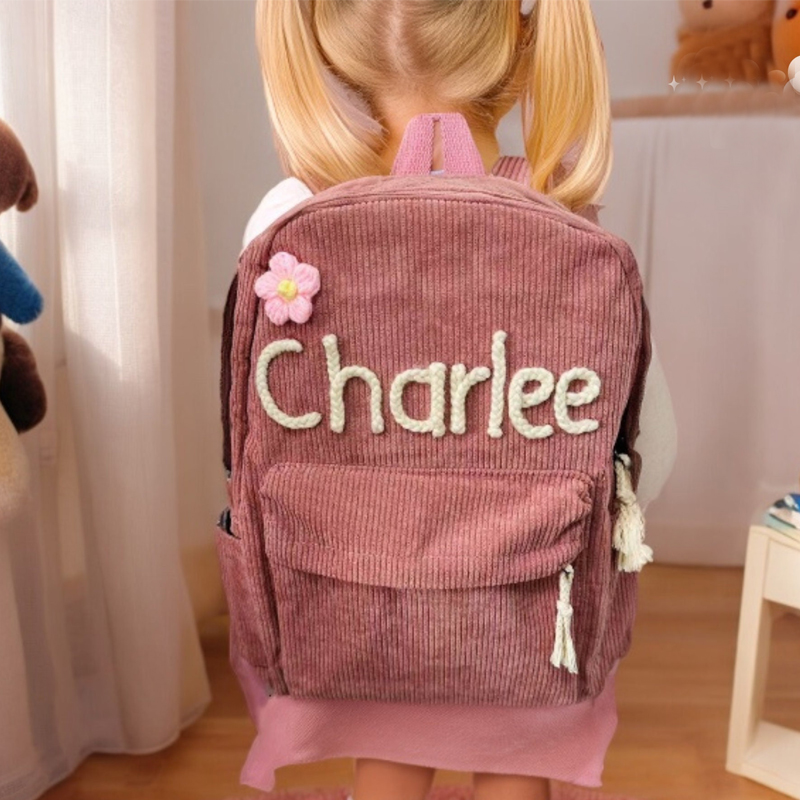 Personalized Hand Embroidered  Kids School Backpack