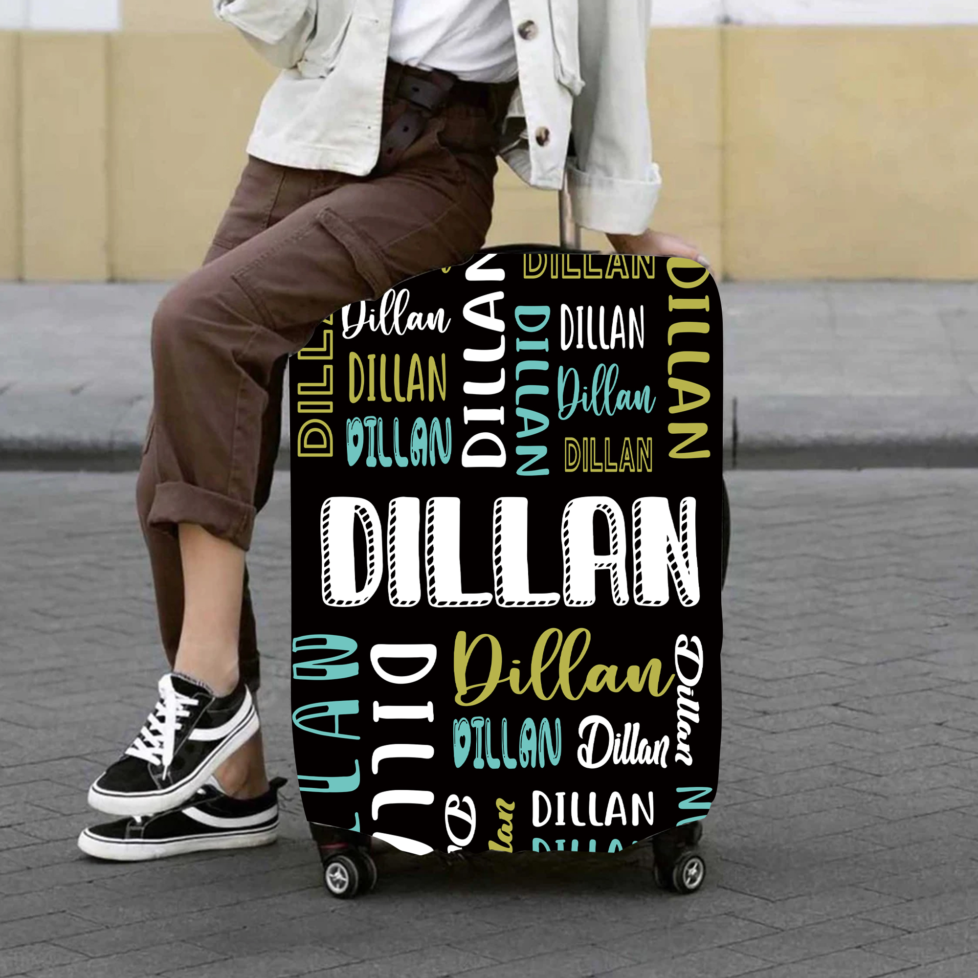 Personalized Original Monogram High-elastic Suitcase Protector Luggage Cover