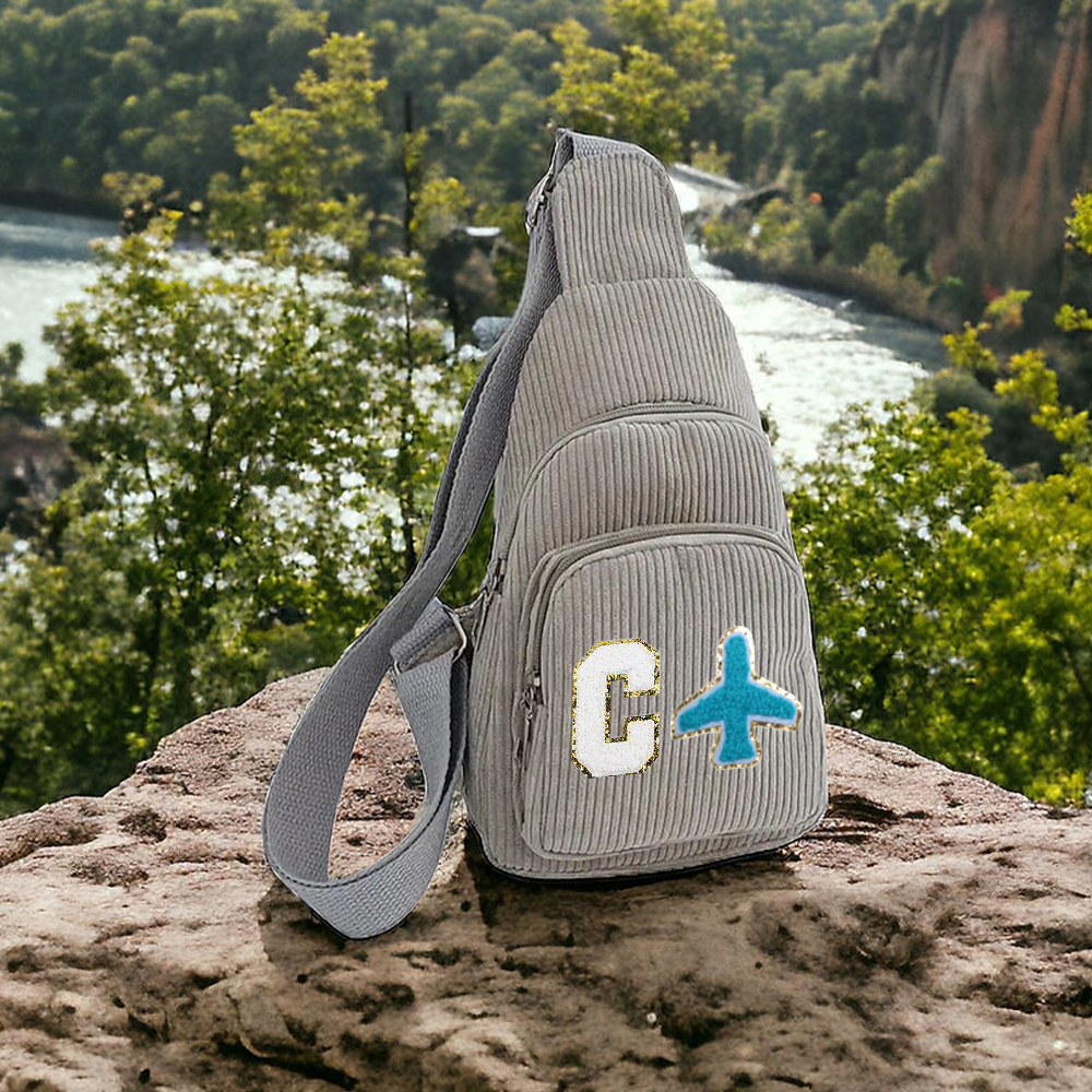 Personalized Chenille Patch Corduroy Crossbody Bag