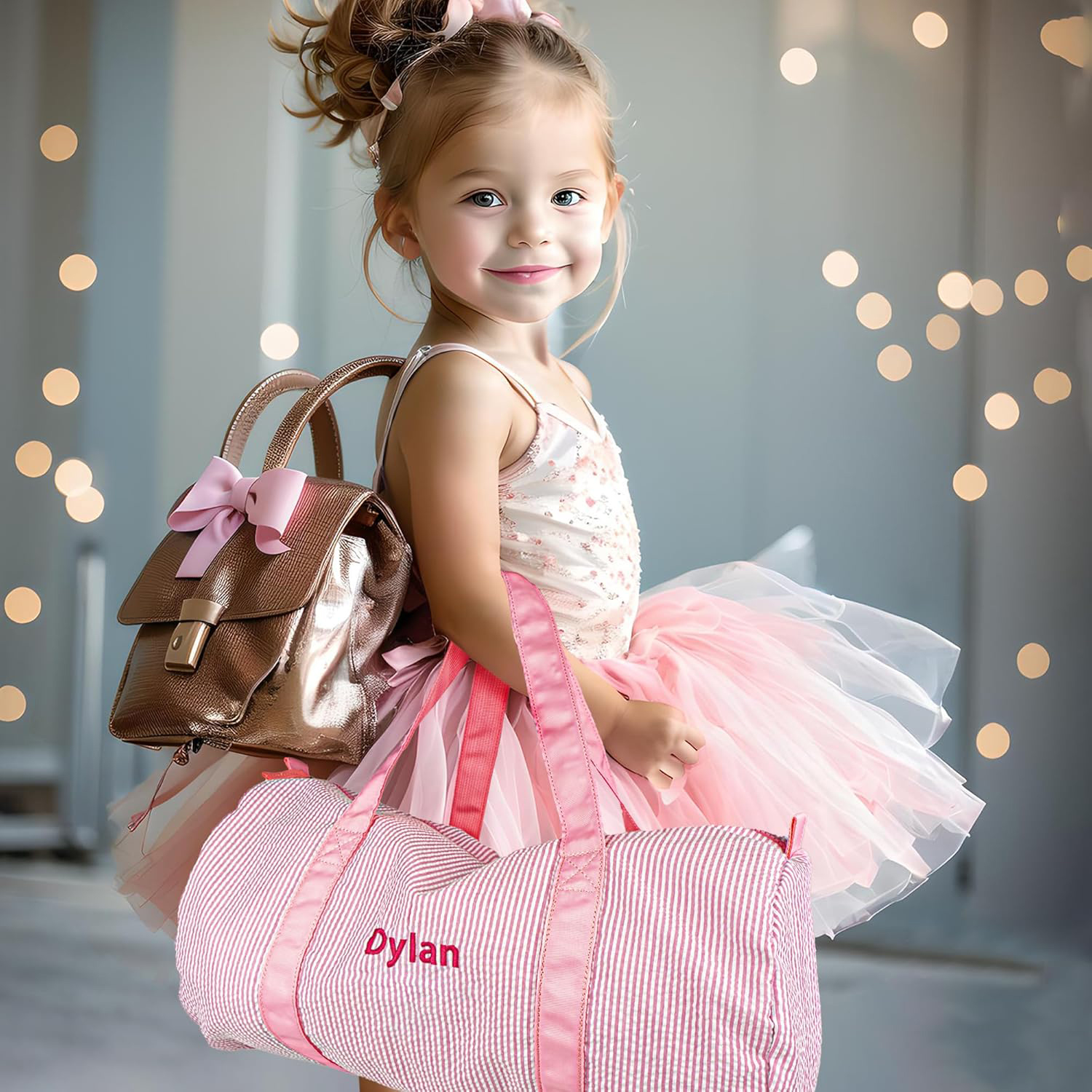 Personalized Embroidery kids Seersucker Duffle Bag Set