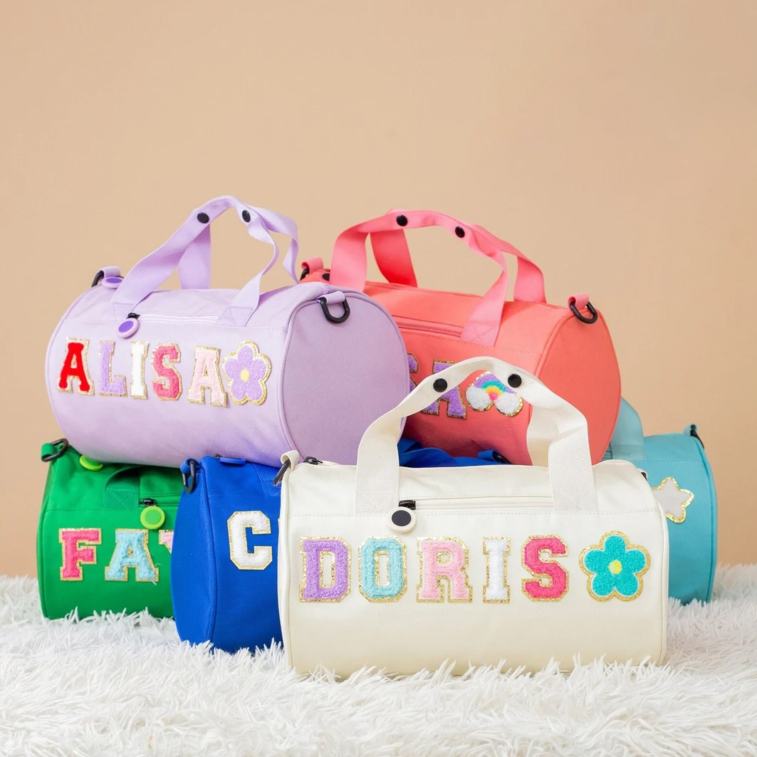 Personalized Chenille Letter Patch Water Proof Duffle Dance Bag