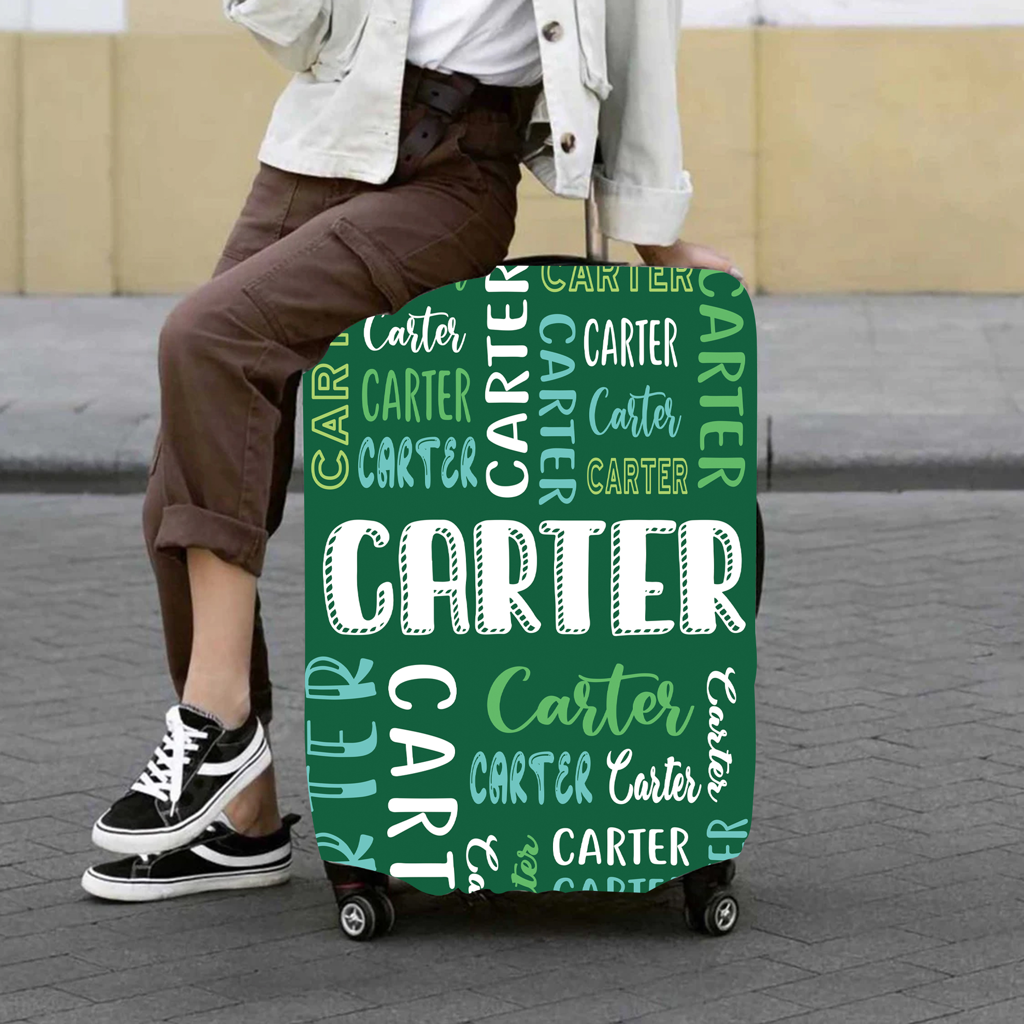 Personalized Original Monogram High-elastic Suitcase Protector Luggage Cover