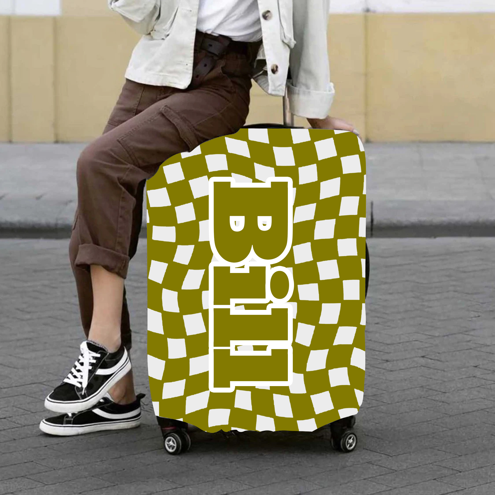 Personalized Original Checker High-elastic Suitcase Protector Luggage Cover