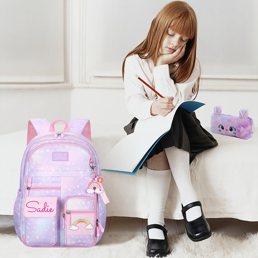 Personalized Rainbow Large Capacity School Backpack