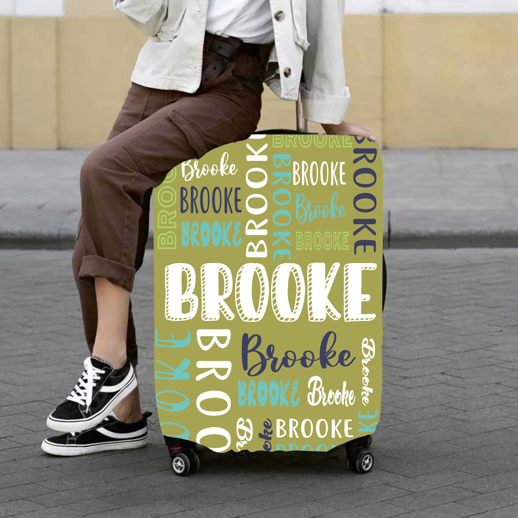 Personalized Original Monogram High-elastic Suitcase Protector Luggage Cover