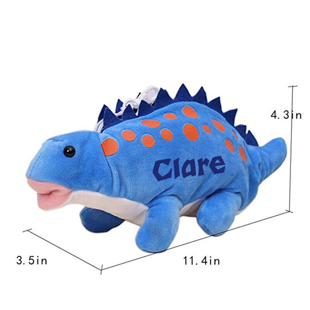 Personalized Zippered Dinosaur Plush Pencil Pouch