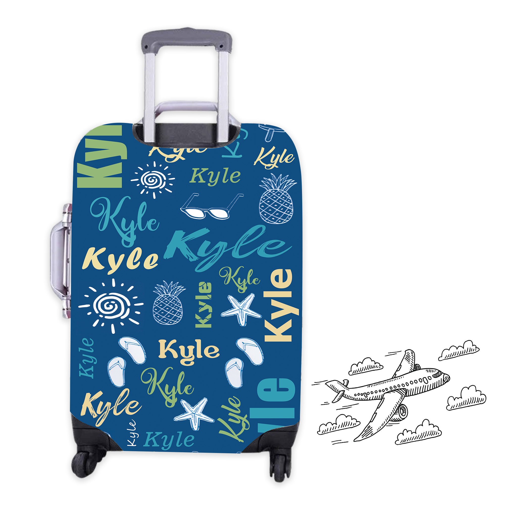 Personalized Ocean Monogram High-elastic Suitcase Protector Luggage Cover