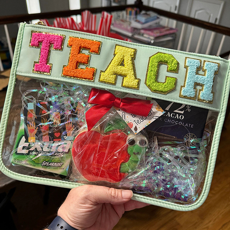 Personalized Chenille Patch Clear Pouch Cosmetic Bag