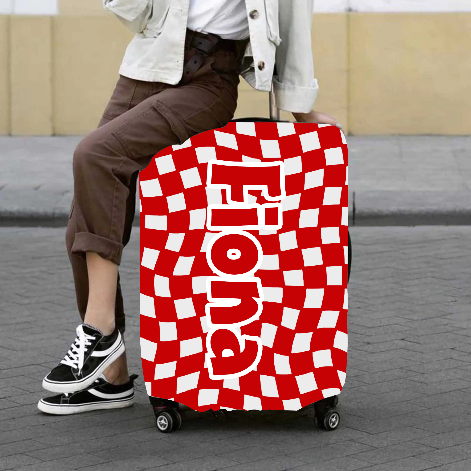 Personalized Original Checker High-elastic Suitcase Protector Luggage Cover