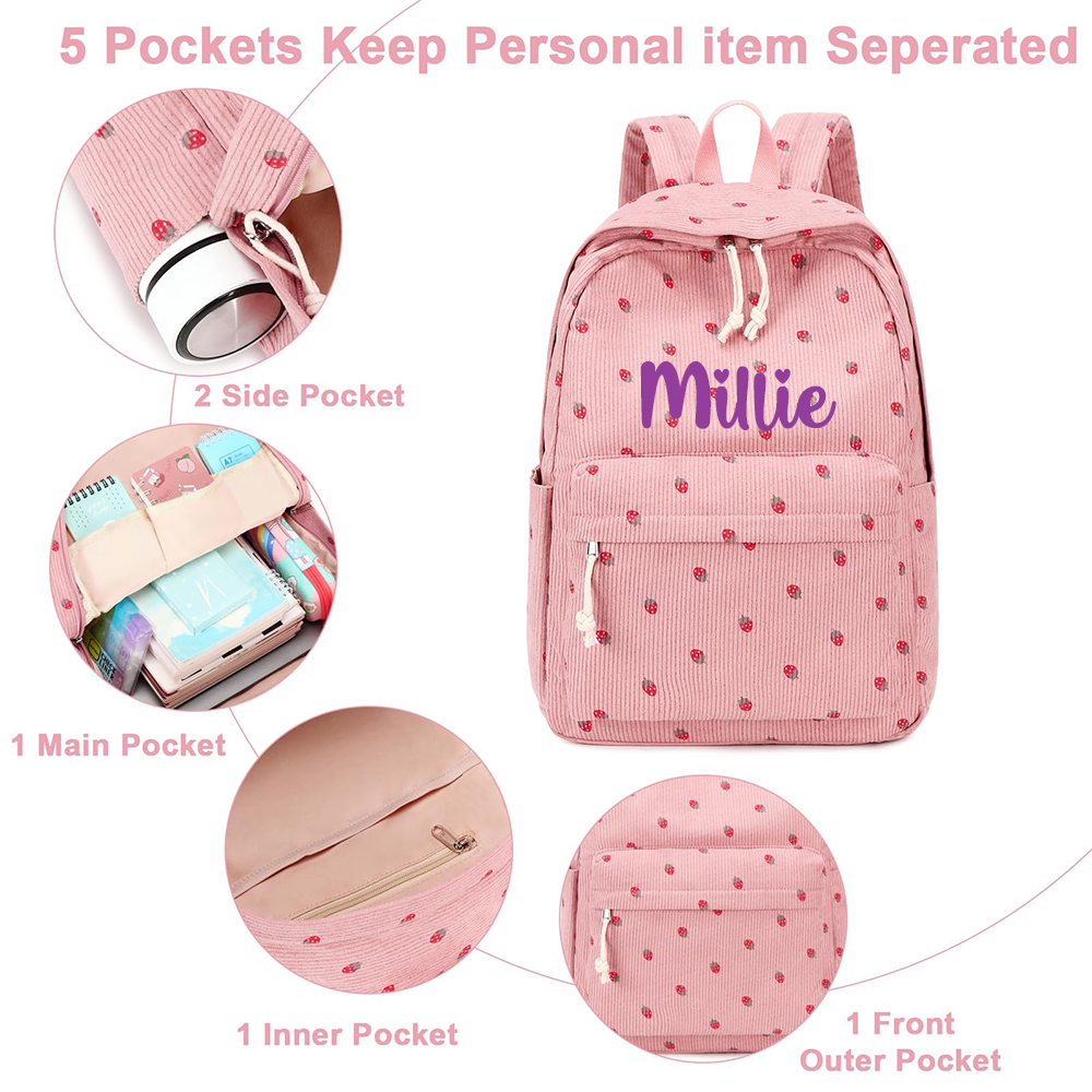 Personalized Lovely Corduroy 3 In 1 School Backpack